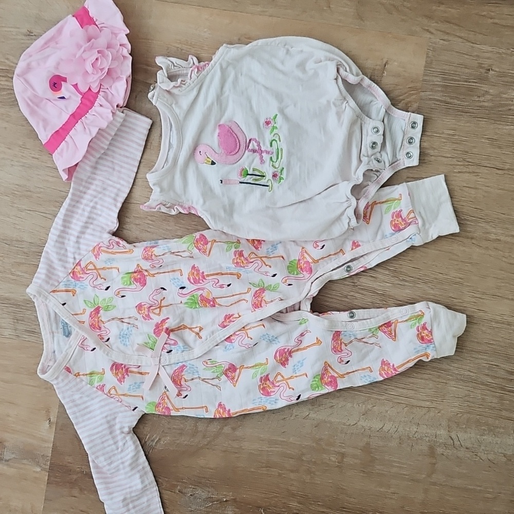 Mud Pie Flamingo Bundle Size 3-6 Months